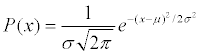 Probability density of the normal distribution.