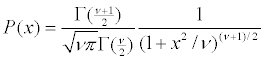 Probability density of Student's t distribution.