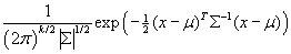 Probability density of the multivariate normal distribution.